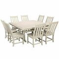 Polywood Vineyard 9-Piece Sand Dining Set with Nautical Trestle Table 633PWS4061SA